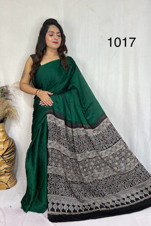 Modal Silk Ajrakh with Desginer  Saree