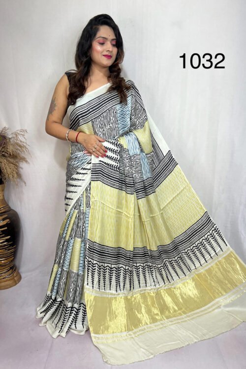 Modal Silk Ajrakh Tissue Pallu Saree