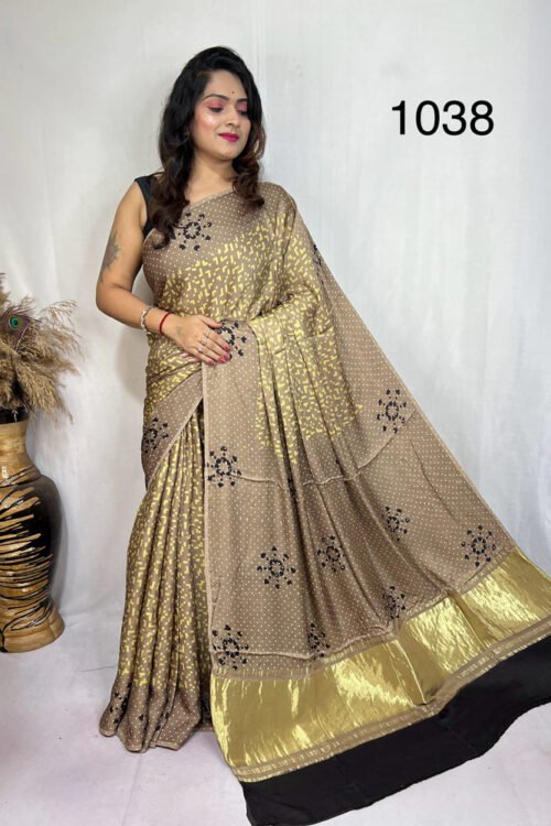 Modal Silk Ajrakh Tissue Pallu Saree