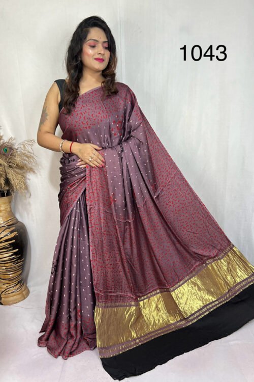 Modal Silk Ajrakh Tissue Pallu Saree