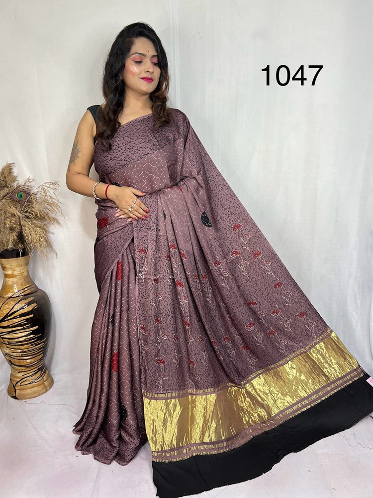 Modal Silk Ajrakh Tissue Pallu Saree