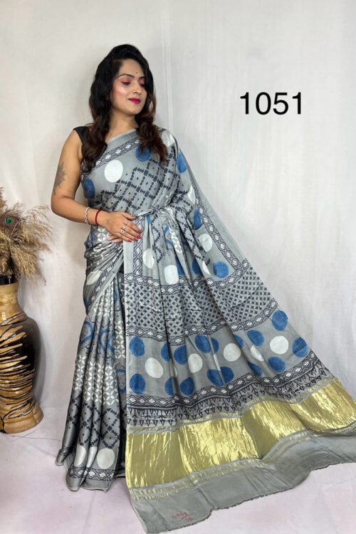 Modal Silk Ajrakh Tissue Pallu Saree