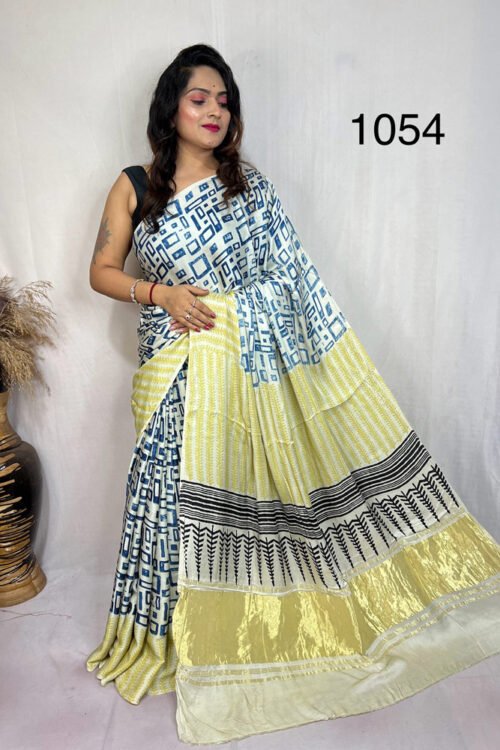 Modal Silk Ajrakh Tissue Pallu Saree
