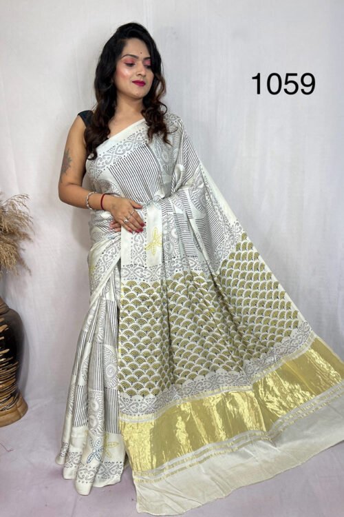 Modal Silk Ajrakh Tissue Pallu Saree