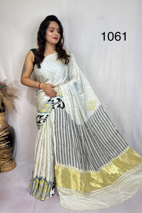 Modal Silk Ajrakh Tissue Pallu Saree