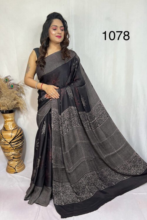 Modal Silk Ajrakh Saree