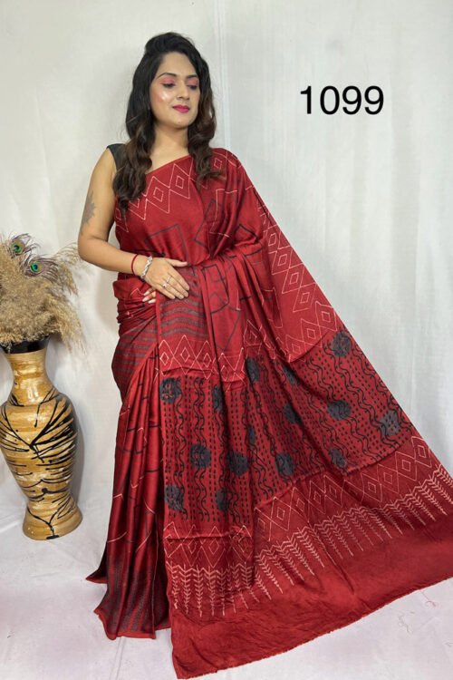 Modal Silk Ajrakh Saree
