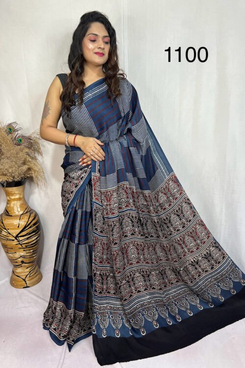 Modal Silk Ajrakh Saree