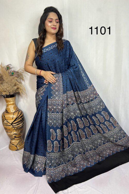 Modal Silk Ajrakh Saree