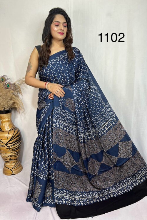 Modal Silk Ajrakh Saree