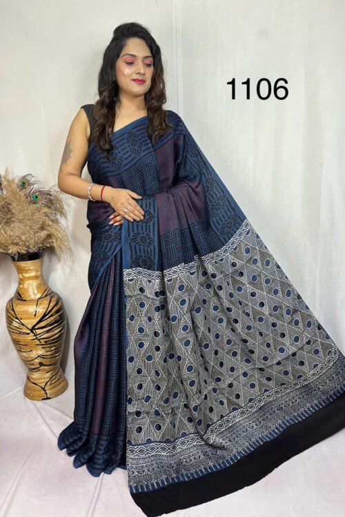 Modal Silk Ajrakh Saree