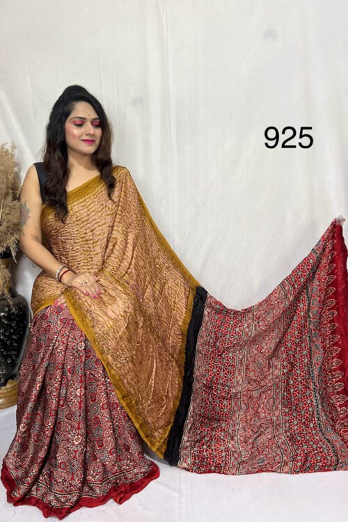 Modal Silk Ajrakh with Sibori Saree