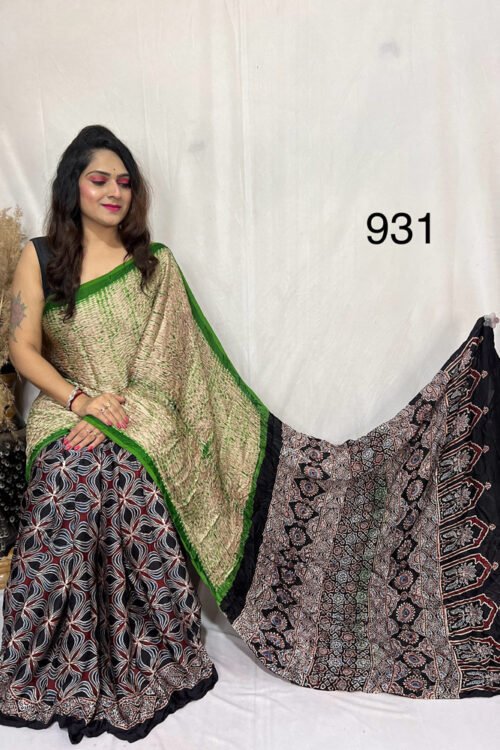 Modal Silk Ajrakh with Sibori Saree