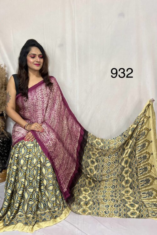 Modal Silk Ajrakh with Sibori Saree
