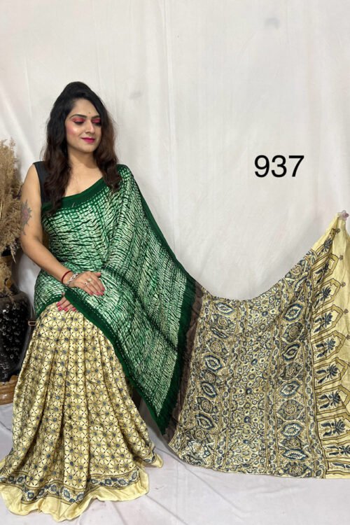 Modal Silk Ajrakh with Sibori Saree