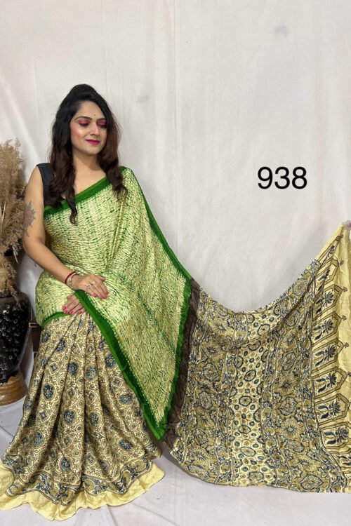 Modal Silk Ajrakh with Sibori Saree