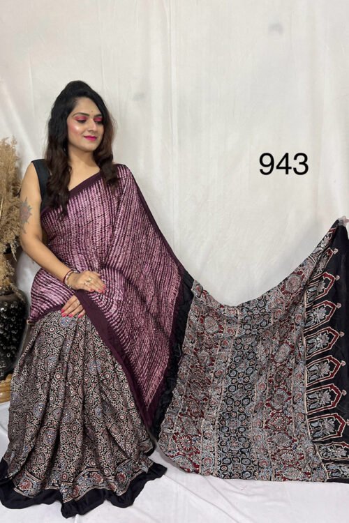 Modal Silk Ajrakh with Sibori Saree