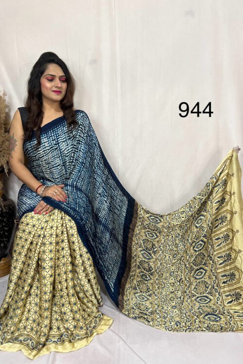 Modal Silk Ajrakh with Sibori Saree