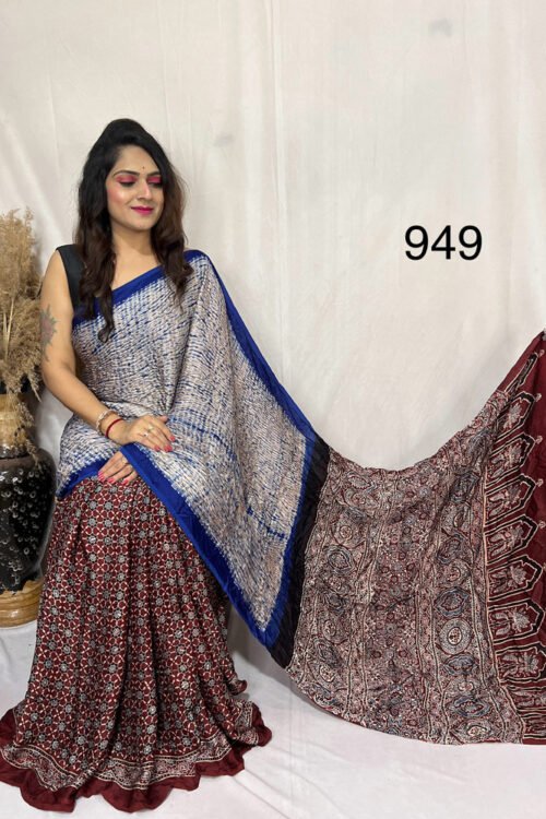 Modal Silk Ajrakh with Sibori Saree