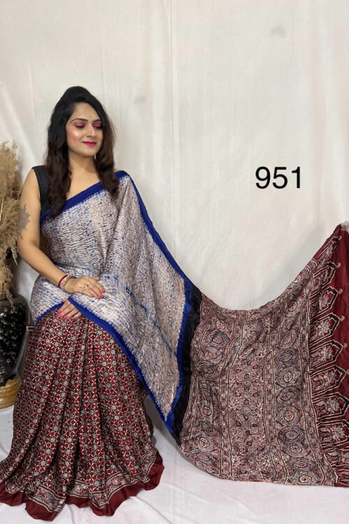Modal Silk Ajrakh with Sibori Saree